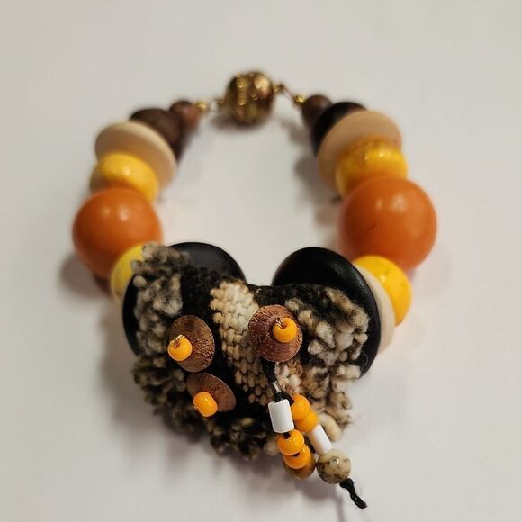 $128 Rare Anthropologie Handmade Orange "Mother Earth Bracelet" Made in USA - Picture 1 of 5